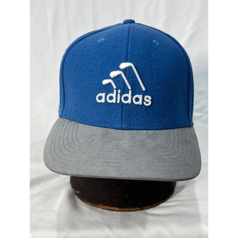 Adidas Golf Flat Brim Snapback Cap Blue Grey Embroidered Logo OSFM